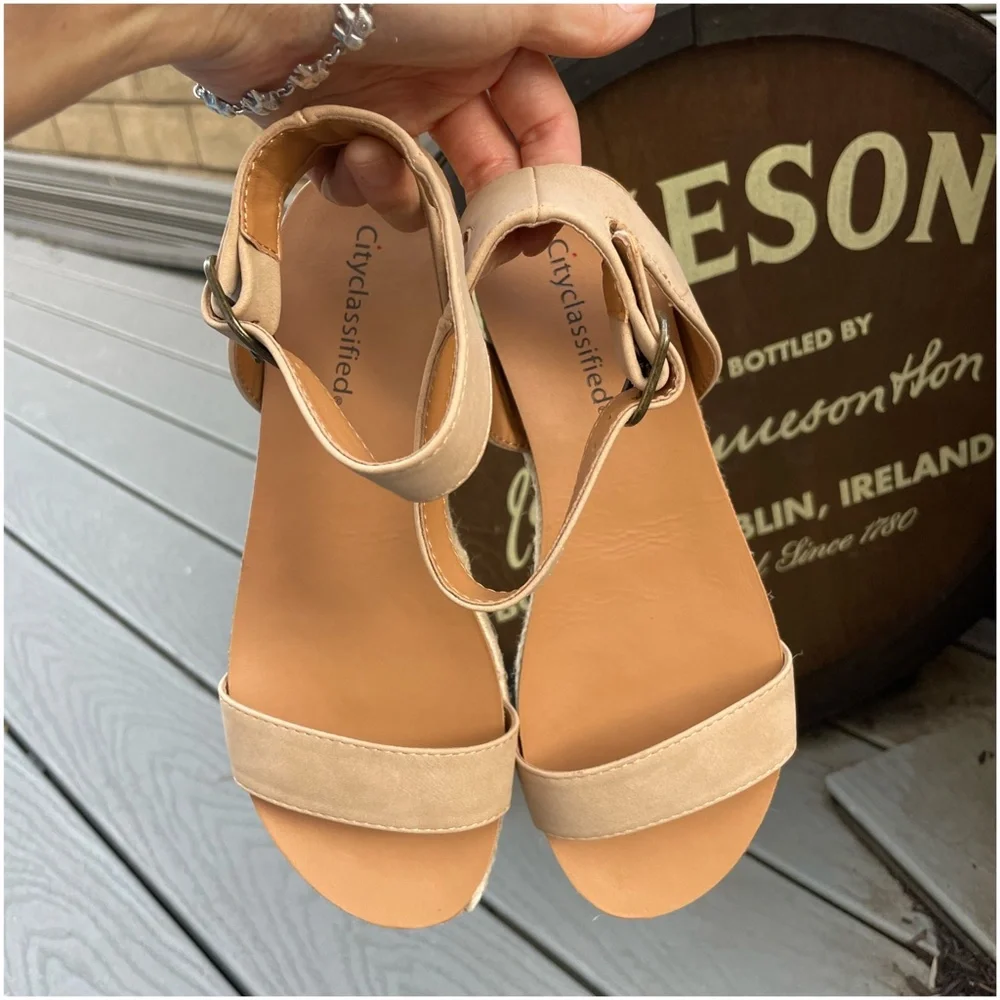 Boho Vegan Suede Buckle Ankle Strap Espadrille Sandal - Picture 10 of 16